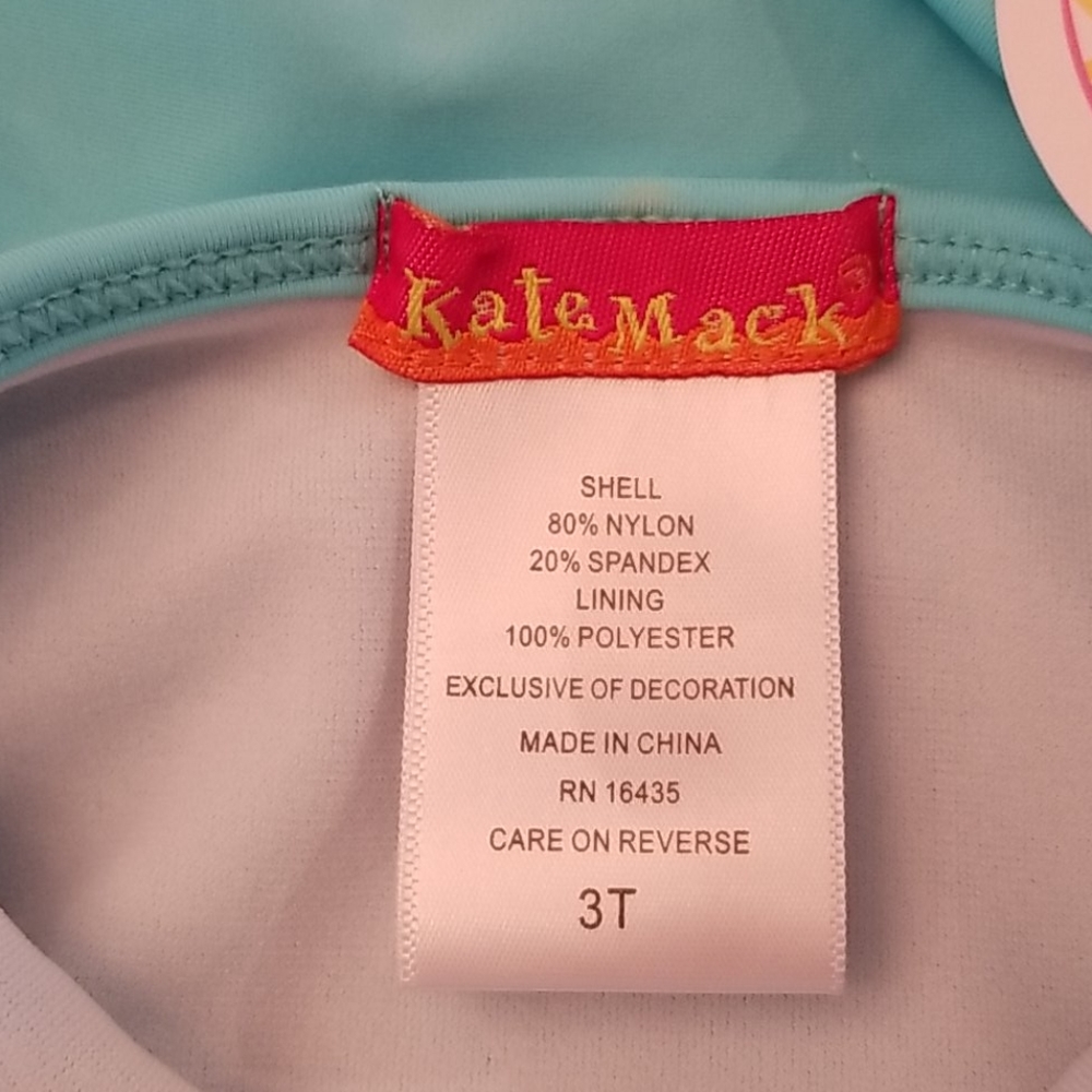 NWT Kate Mack Aqua Halter 1 Piece Swimsuit Size 3T - Picture 5 of 12